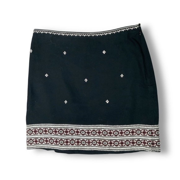 Madewell Gabine Embroidered Mini Skirt Sz 0 Cotton Black Aztec Lined - Picture 2 of 8